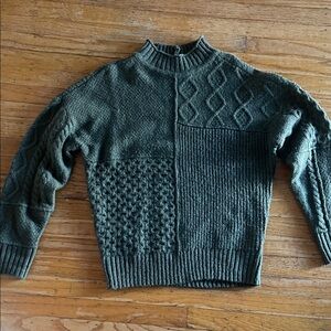 Textured Olive Green Knit Sweater